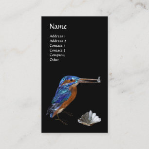 Carte De Visite MONOGRAMME KINGFISHER, Bleu électrique, Noir