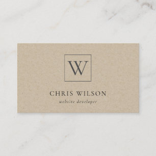 Carte De Visite Monogramme Kraft simple minimal initial