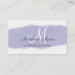 Carte De Visite Monogramme Lavender Purple Script Professionnel