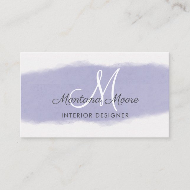 Carte De Visite Monogramme Lavender Purple Script Professionnel (Devant)