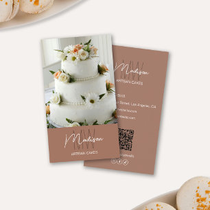 Carte De Visite Monogramme Logo Boulangerie Gâteau Brown