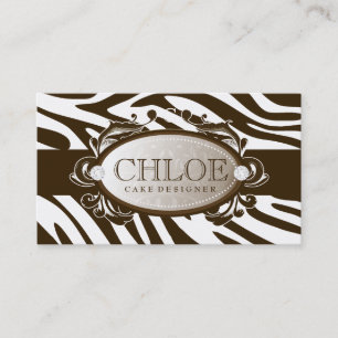 Carte De Visite Monogramme luxueusement blanc de zèbre du chocolat