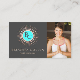 Carte De Visite Monogramme Mandala Yoga Logo, Ajouter Photo