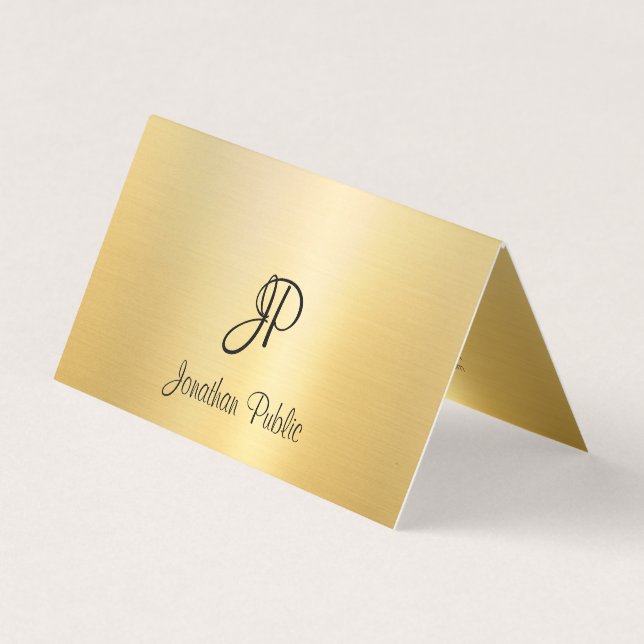 Carte De Visite Monogramme manuscrit Faux Gold (Devant)