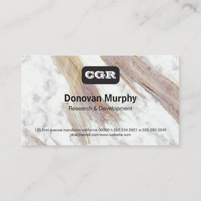 Carte De Visite Monogramme | Marbre de luxe (Dos)