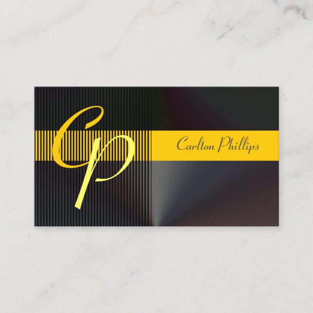 Carte De Visite Monogramme Masculin en acier brossé (Devant)