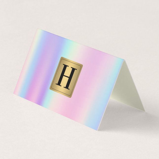 Carte De Visite Monogramme métal d'or | Rainbow Metallen (Devant)