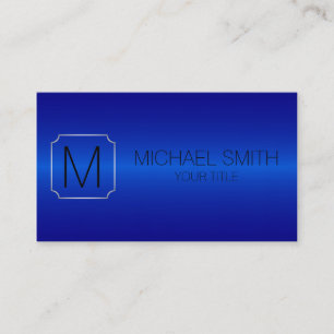 Carte De Visite Monogramme métallique en acier inoxydable Navy Blu