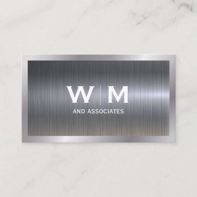 Carte De Visite Monogramme | Métallique industrielle (Devant)