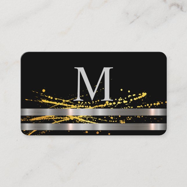 Carte De Visite Monogramme Métallurgique Trim Or Spatter (Devant)