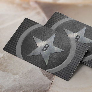 Carte De Visite Monogramme Militaire Étoile Cool Grunge Metallic