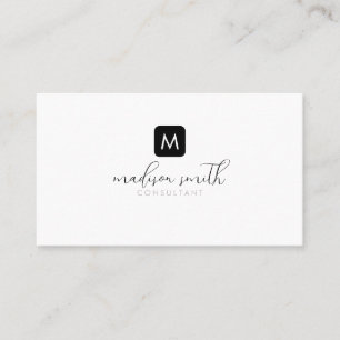 Carte De Visite Monogramme minimal noir Élégant script Feminine