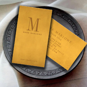 Carte De Visite Monogramme minimal safran or jaune