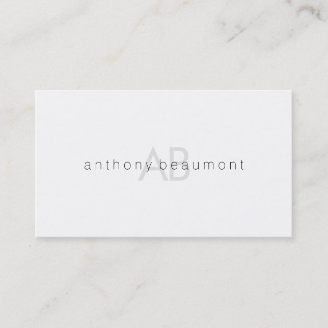 Carte De Visite Monogramme minimaliste blanc moderne (Devant)