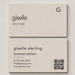 Carte De Visite Monogramme minimaliste de code QR Brown Mocha