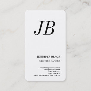 Carte De Visite Monogramme minimaliste moderne blanc clair