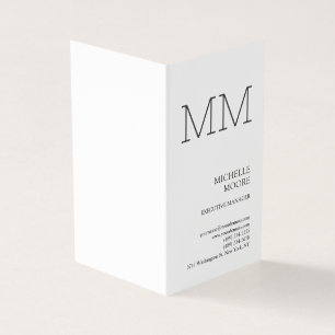 Carte De Visite Monogramme minimaliste moderne blanc clair