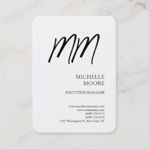 Carte De Visite Monogramme minimaliste moderne blanc clair