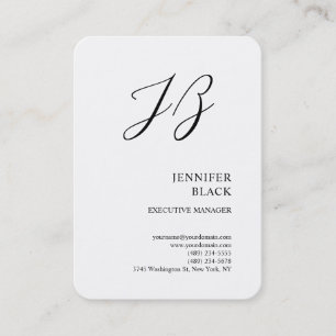 Carte De Visite Monogramme minimaliste moderne blanc clair