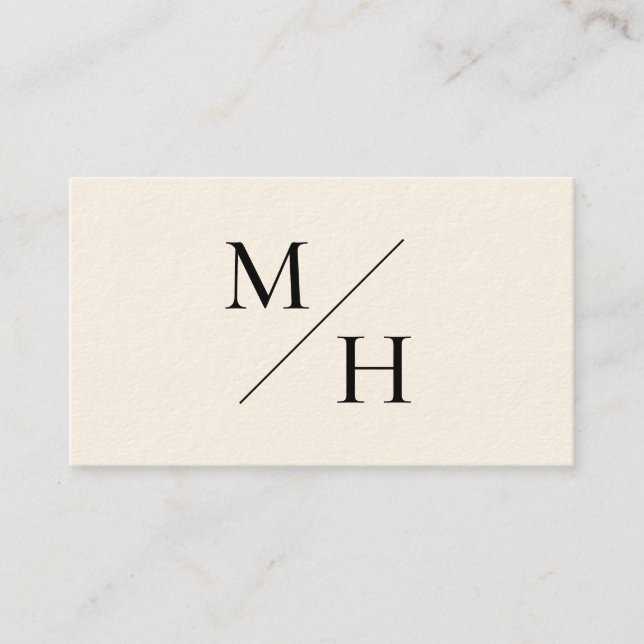Carte De Visite Monogramme minimaliste moderne en diagonale beige (Devant)