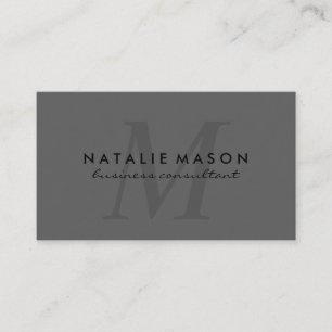 Carte De Visite Monogramme minimaliste moderne gris italique