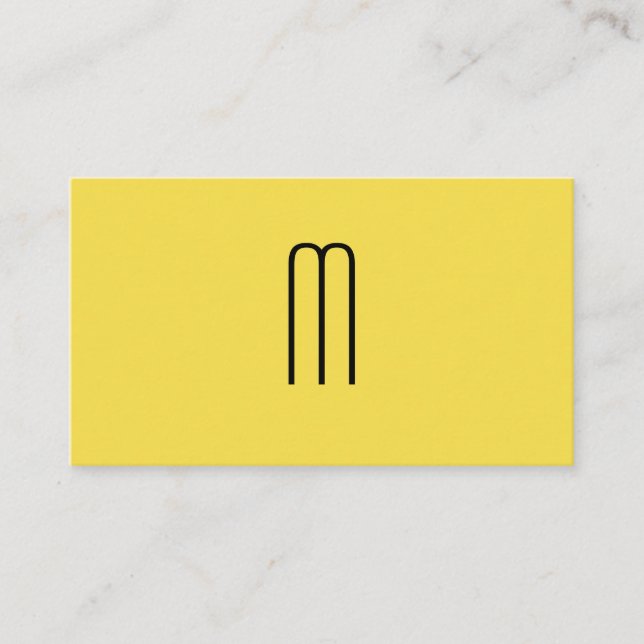 Carte De Visite Monogramme minimaliste moderne jaune (Devant)