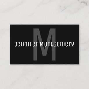 Carte De Visite Monogramme minimaliste moderne noir gris blanc
