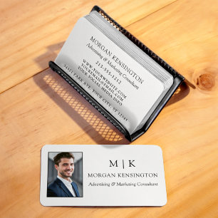 Carte De Visite Monogramme minimaliste moderne ou ajouter une phot