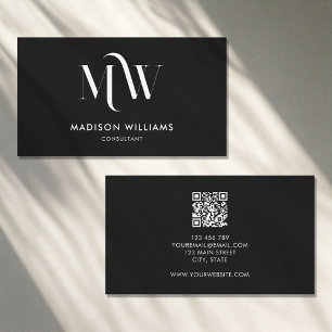 Carte De Visite Monogramme minimaliste moderne QR Code Professionn