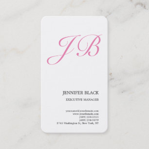 Carte De Visite Monogramme minimaliste moderne rose blanc féminin