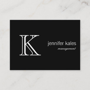 Carte De Visite Monogramme minimaliste noir grand classique