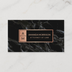 Carte De Visite Monogramme Minimaliste Professionnel Rose/Marbre N