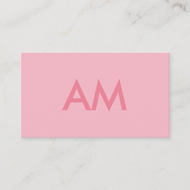 Carte De Visite Monogramme minimaliste rose (Devant)