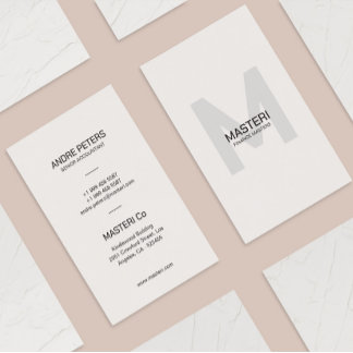 Carte De Visite Monogramme minimum nuance gris pâle moderne