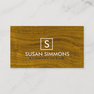 Carte De Visite Monogramme moderne avec nom sur impression bois