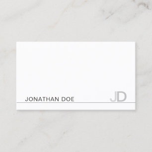 Carte De Visite Monogramme moderne Blanc Plaine Professionnel Élég