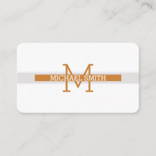 Carte De Visite Monogramme moderne bronze ligne horizontale