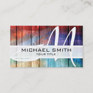 Carte De Visite Monogramme moderne couleur bois Abstrait