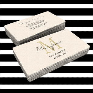 Carte De Visite Monogramme Moderne Crème