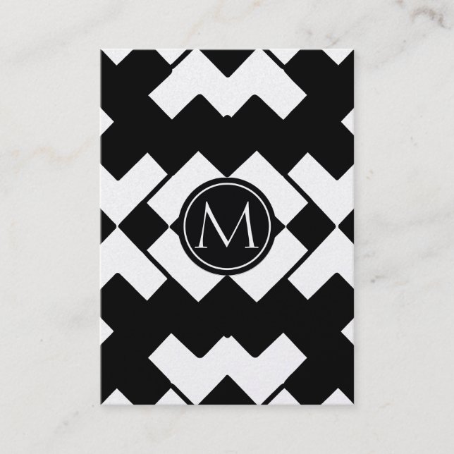 Carte De Visite Monogramme moderne de Chevron (Devant)