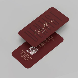 Carte De Visite Monogramme moderne Dentiste noir marron rouge or