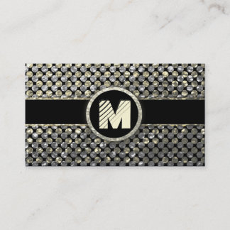 Carte De Visite Monogramme moderne d'or et d'argent