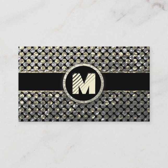 Carte De Visite Monogramme moderne d'or et d'argent (Devant)