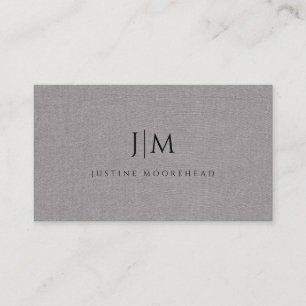 Carte De Visite Monogramme moderne Effet minimaliste gris foncé