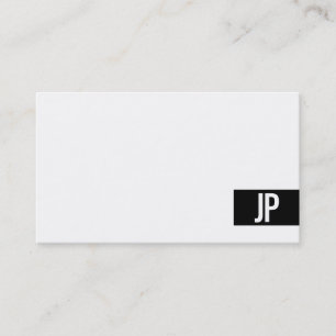 Carte De Visite Monogramme moderne Élégant minimaliste noir blanc