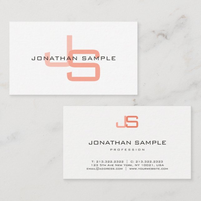 Carte De Visite Monogramme Moderne Élégant Modèle personnalisé (Devant / Derrière)