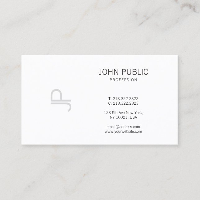 Carte De Visite Monogramme Moderne Élégant Professionnel Plain (Devant)