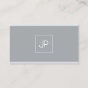 Carte De Visite Monogramme Moderne Élégant Simple Gris Professionn