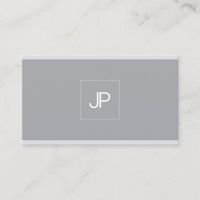 Carte De Visite Monogramme Moderne Élégant Simple Gris Professionn (Devant)