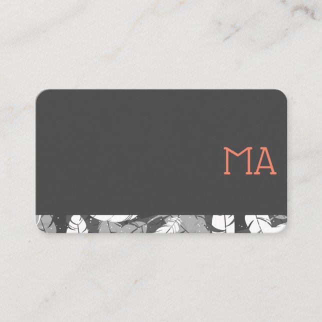 Carte De Visite Monogramme Moderne Et Design / Découpe Gris (Devant)